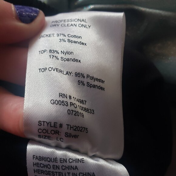 Girl's Tenth House Revolution Dancewear Silver Jacket Size LC - Picture 2 of 5